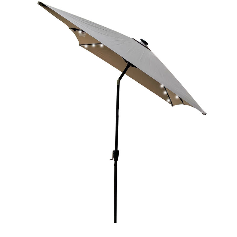 Streamdale Solar LED Patio Umbrella: Crank, Tilt, 10x6.5 ft