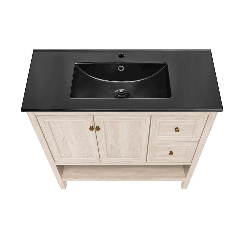 Chateau 36" Freestanding Bathroom Vanity in White Oak with Black Sink Top image number 2
