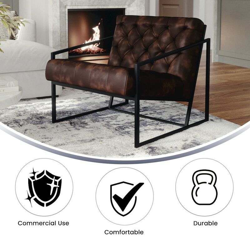 Flash Furniture Madison Bomber Jacket LeatherSoft Tufted Lounge Chair image number 8