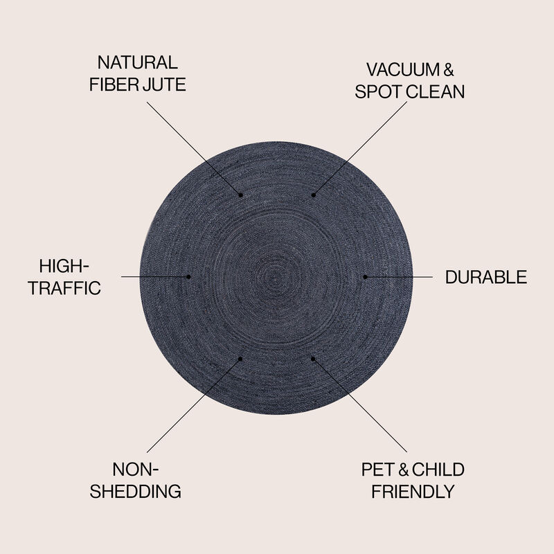 Zara Braided Coastal Cottage Round Jute Round Area Rug