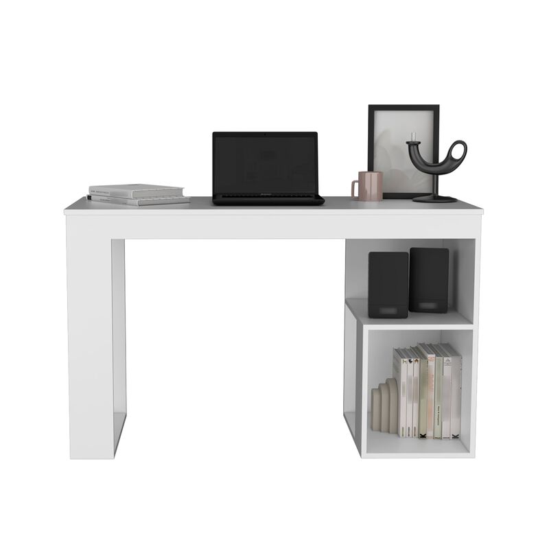 DEPOT E-SHOP Firenze Writing Desk, Two Shelves, White