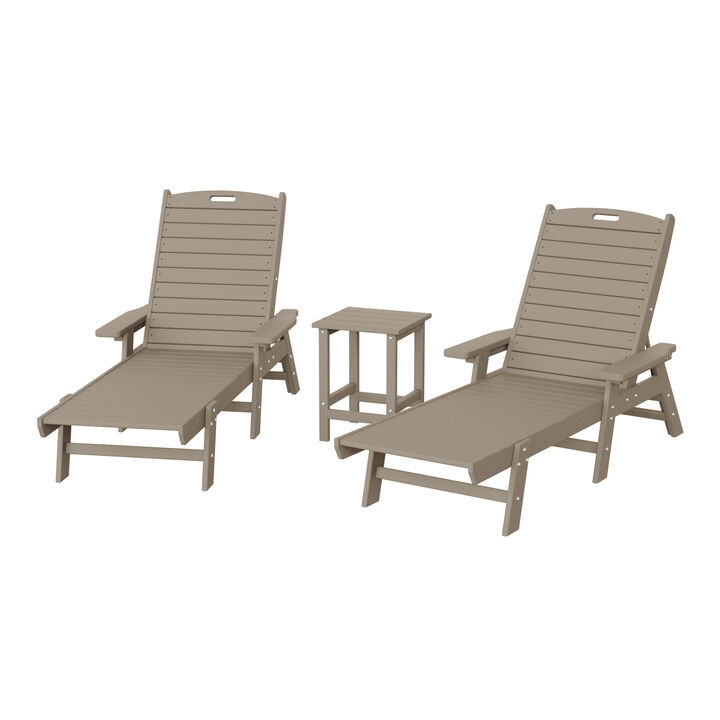 WestinTrends Poly Reclining Chaise Lounge Set With Table