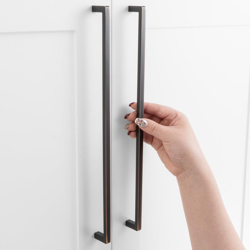 ASKANO Pack of 5, 12-5/8 Inch Hole Centers, Oil Rubbed Bronze Square Bar Kitchen Cabinet Pull Handle ZP2401 | Solid Hardware for