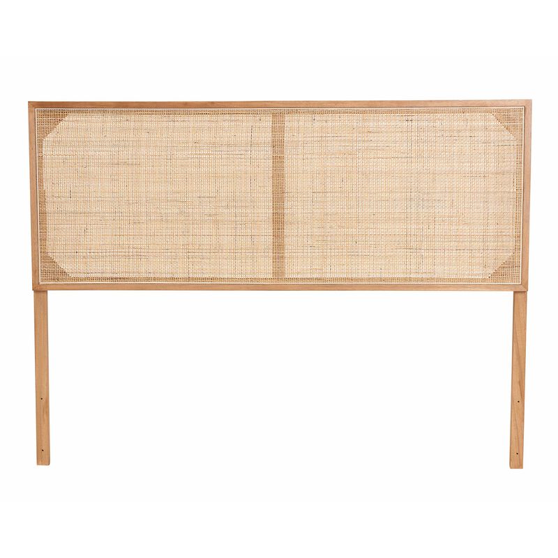 Baxton Studio Aurelia Modern Bohemian Natural Brown Finished Bayur Wood and Rattan Queen Size Headboard