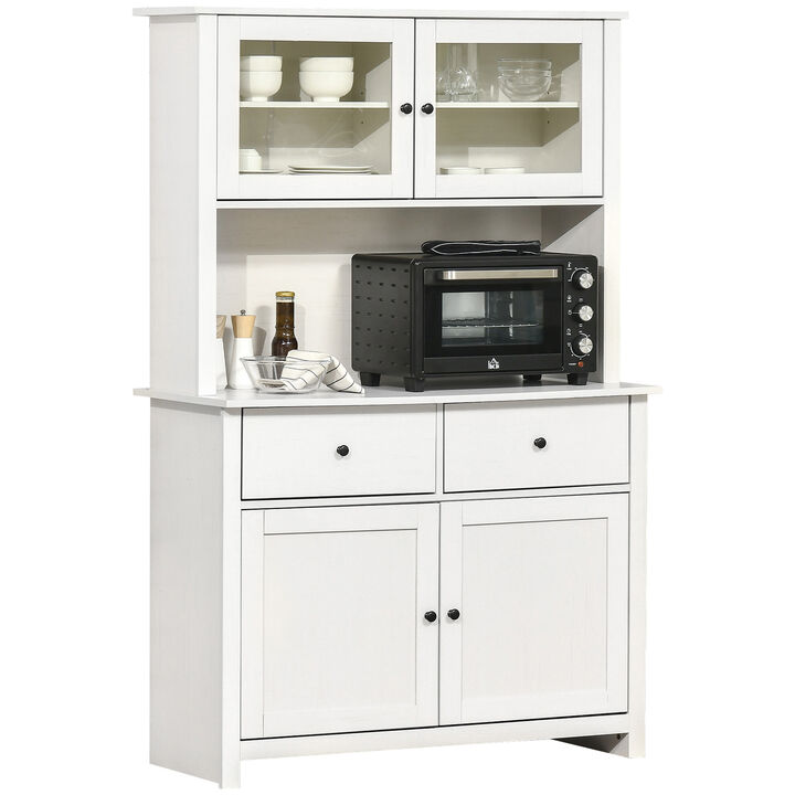 Hivvago Kitchen Storage Cabinet with Glass Doors and Drawers