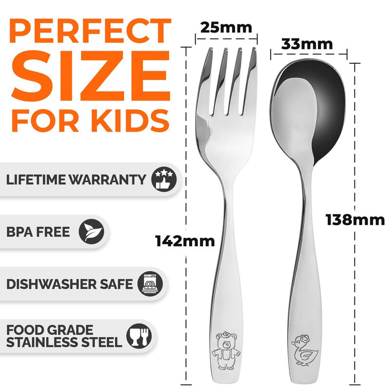 Kids & Toddler Cutlery Set Designed For Self Feeding (4 pcs - Spoon & Fork) image number 4