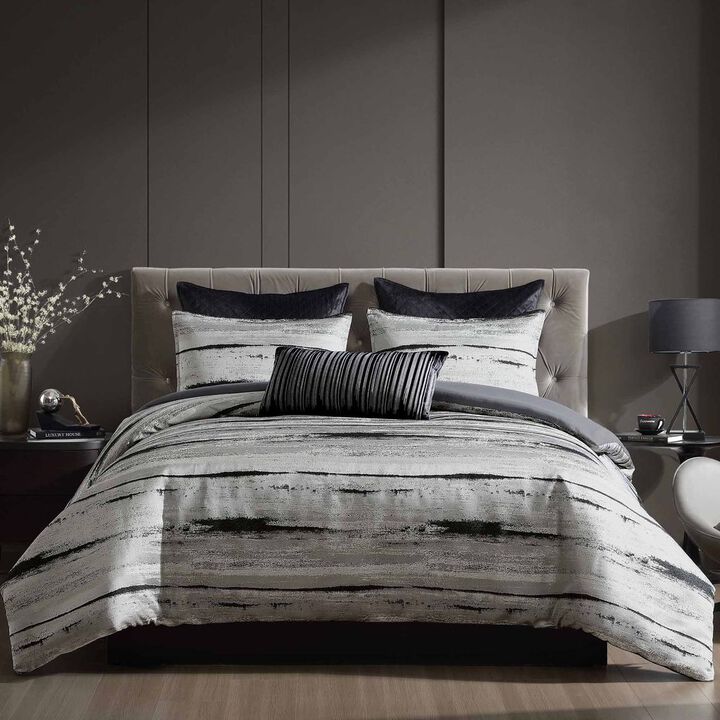 Black/Silver Textured 7 pc King