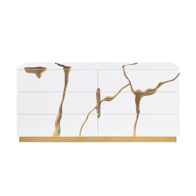 Lacquered Dresser with Striking Crack Accents Base image number 0