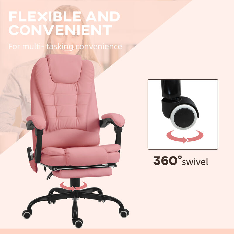 Vinsetto 7-Point Vibrating Massage Office Chair, High Back Executive Recliner with Lumbar Support, Footrest, Reclining Back, Adjustable Height, Gray image number 8