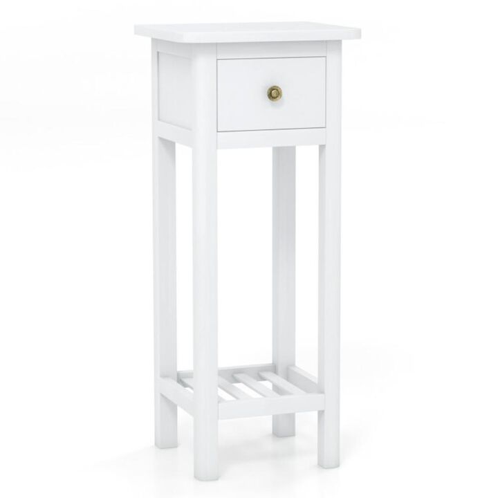 Hivvago 2 Tier Slim Nightstand Bedside Table with Drawer Shelf