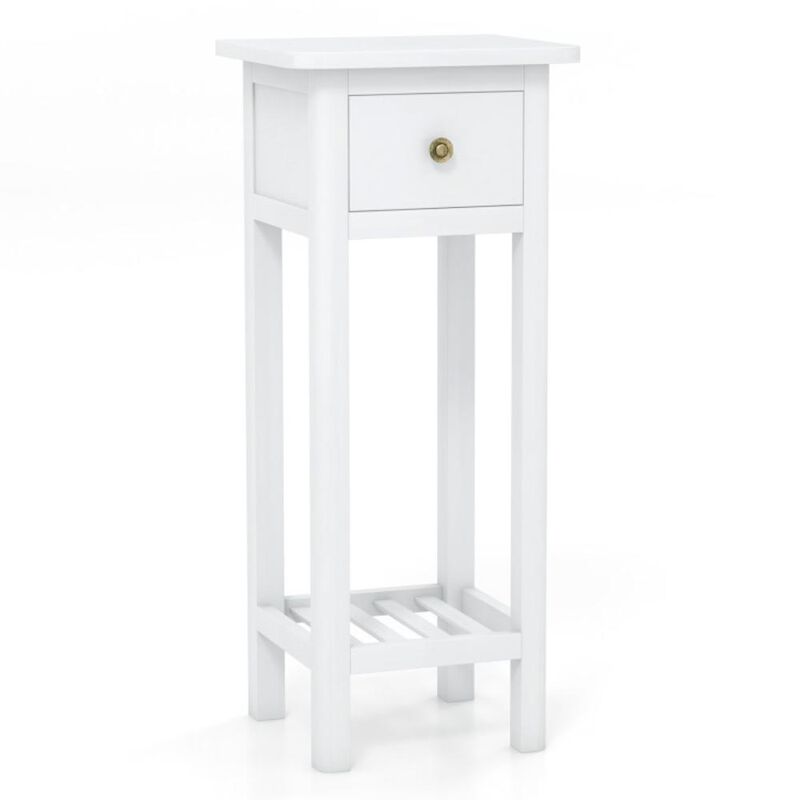 Hivvago 2 Tier Slim Nightstand Bedside Table with Drawer Shelf
