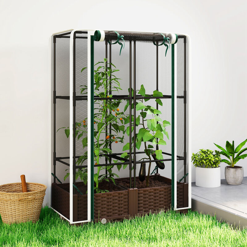 Hivvago Raised Planter Box with Trellis and Self-Watering Feature image number 1
