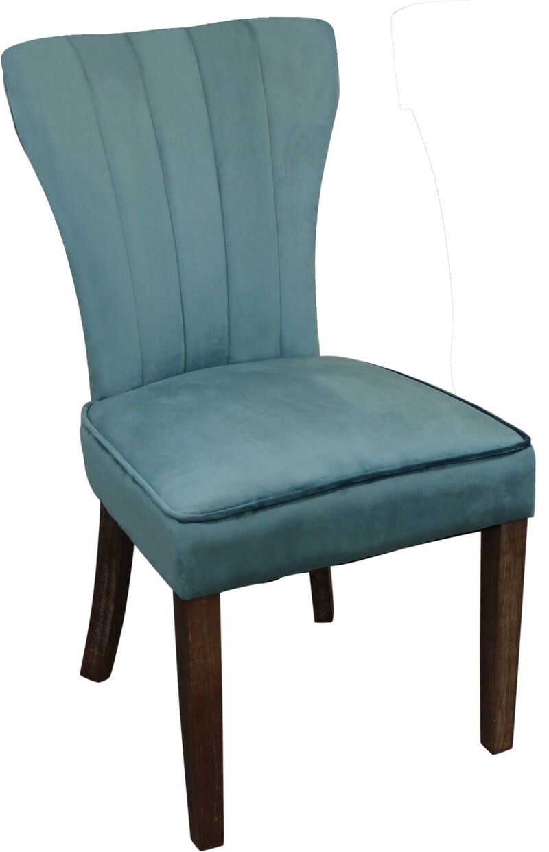 HomeRoots Set of Two Teal Blue and Brown Upholstered Velvet Dining Parsons Chairs image number 2