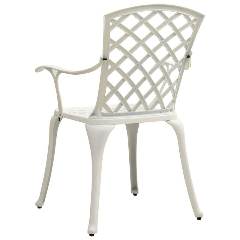 Outdoor Patio Chair Set of 4, Cutout Backrests, White Aluminum Metal - Benzara