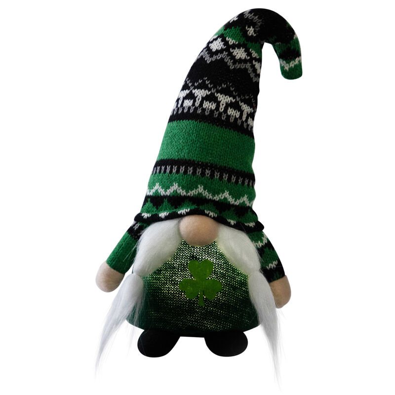 LED Lighted St. Patrick's Day Girl Gnome - 11.5" - Green