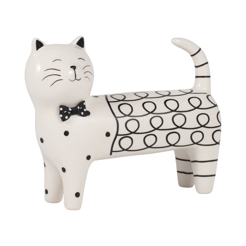 8x7" Swirls Cat, White image number 1