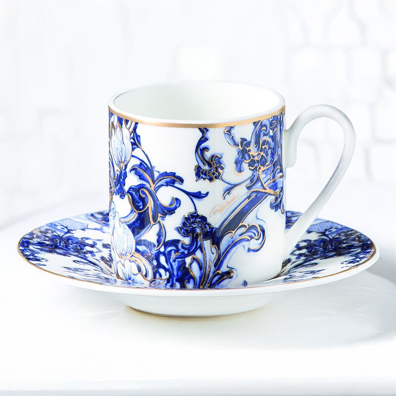 Coffee Cup & Saucer AZULEJOS Set of 2 in Luxury Box  diam. 2.3", H 2.5", Cap. 4 oz, Saucer diam. 4.75" image number 2