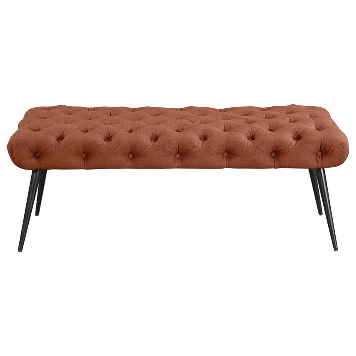 Lila Bench, Foam Seat, Button Tufted, Chrome Legs