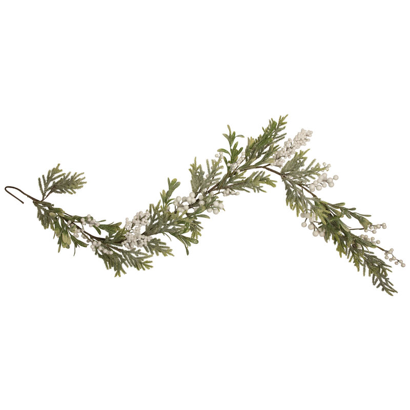 5' x 10" White Berry and Frosted Pine Christmas Garland  Unlit image number 1