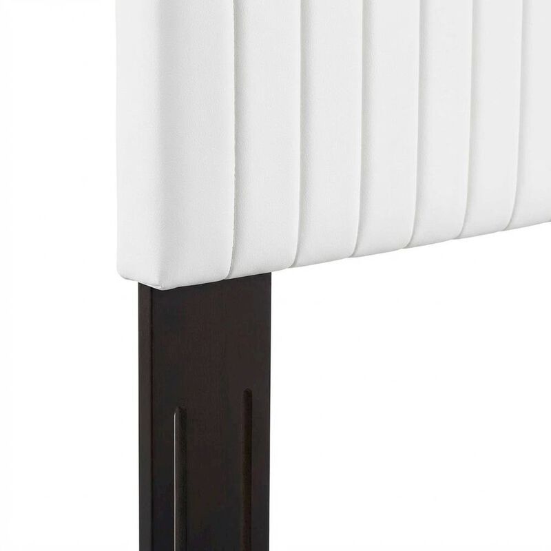 White Faux Leather Headboard with Padded Upholstery and Sturdy Frame image number 2