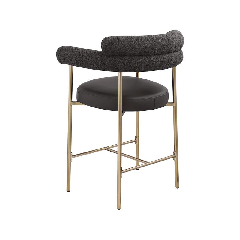 Meridian Furniture Blake Boucle Fabric / Vegan Leather Counter Stool, Set of 2