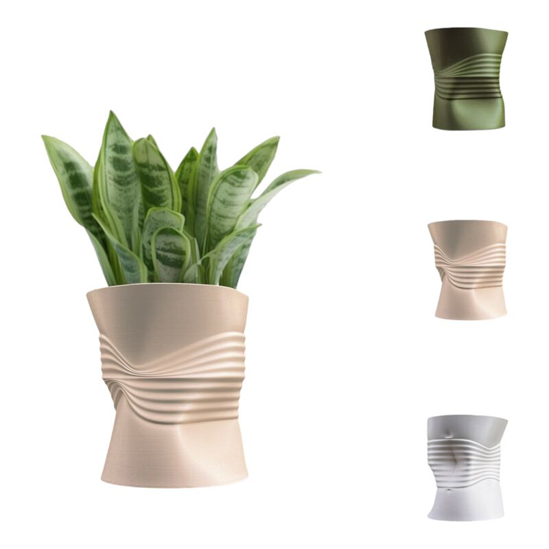 Brent MidCentury Modern Indoor Crushed Can Eco-Friendly 3D Printed Planter with Drainage