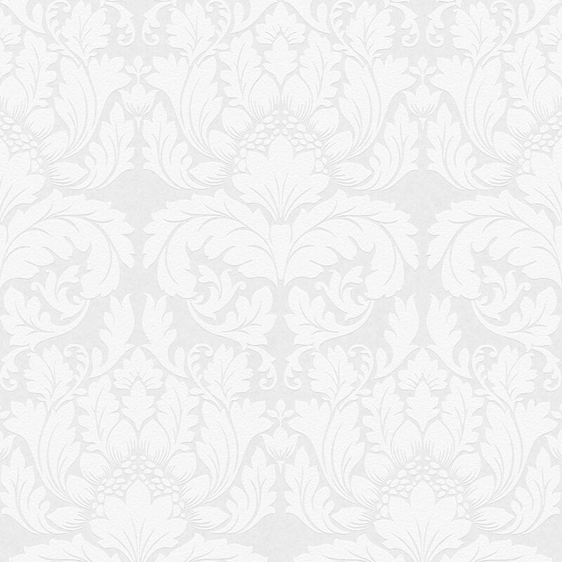 Jan White Damask Paintable Wallpaper image number 0