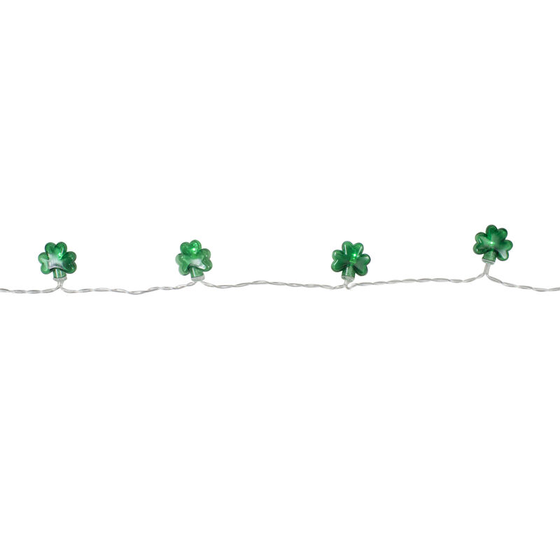 20-Count Green LED Mini St Patrick's Day Shamrock Lights - 7ft Clear Wire