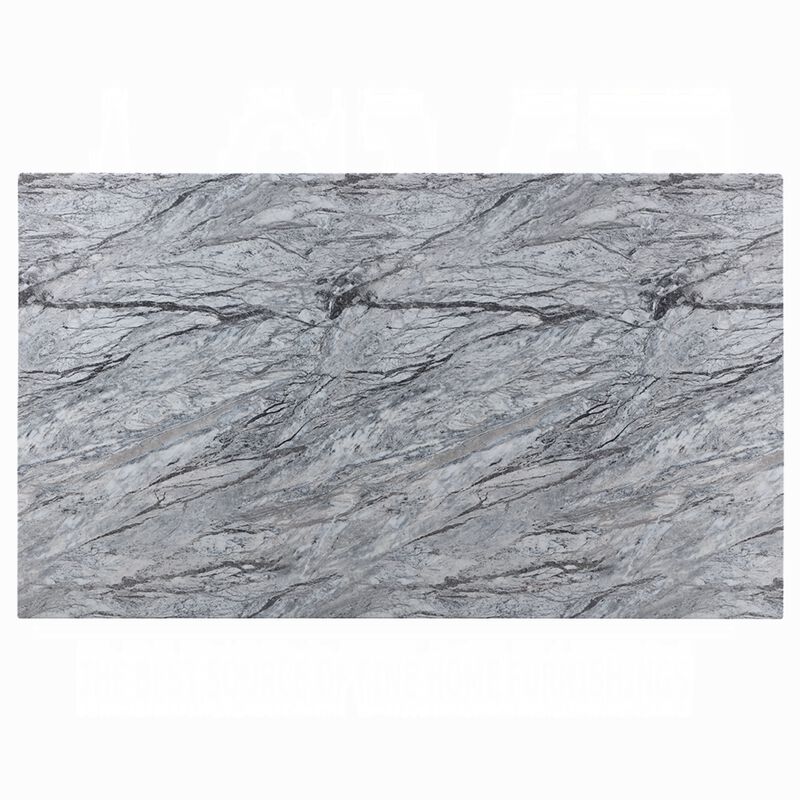 Aline Dining Table with Faux Stone Top, U-Shaped Base, Black 70 Inch