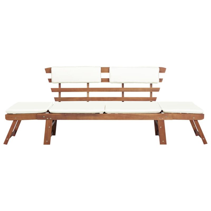vidaXL Garden Bench with Cushions 2-in-1 74.8 Solid Acacia Wood