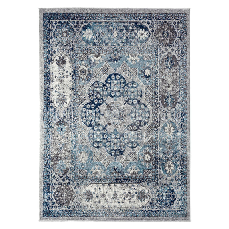 4 x 6 gray Medallion Power Loom Area Rug image number 0