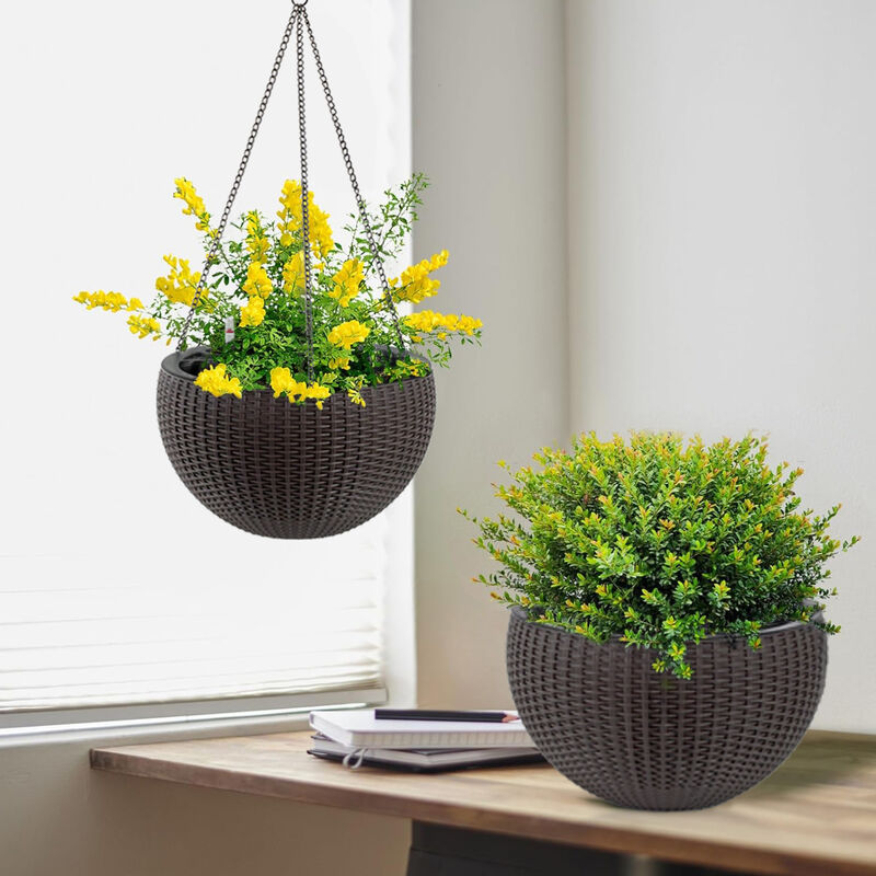WOW PIONEER Self-Watering Hanging Planter Large Capacity Root-Rot Resistant Water Storage Water Level Indicator image number 3