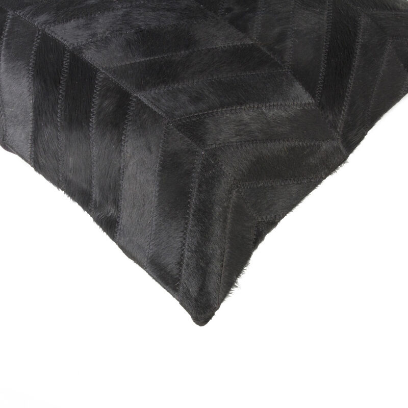 HomeRoots Set of Two 18" Black Chevron Cowhide Throw Pillows image number 4