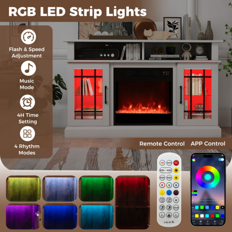 Fireplace TV Console with Remote & LED Mood Lighting &ndash; Media Cabinet for TVs Up to [40 inches]"