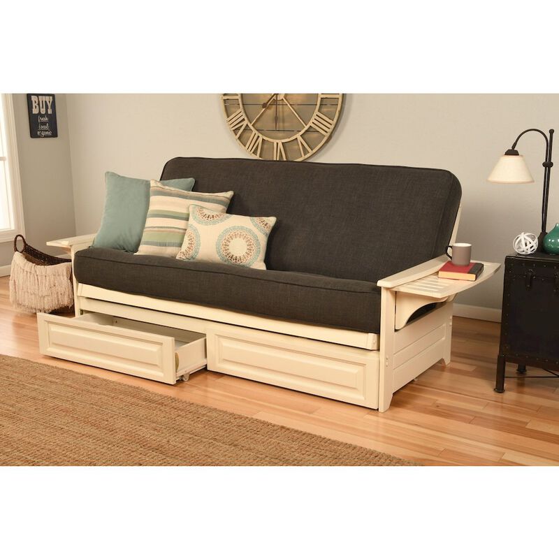 Phoenix Frame/Antique White Finish/Linen Charcoal Mattress/Storage Drawers image number 1