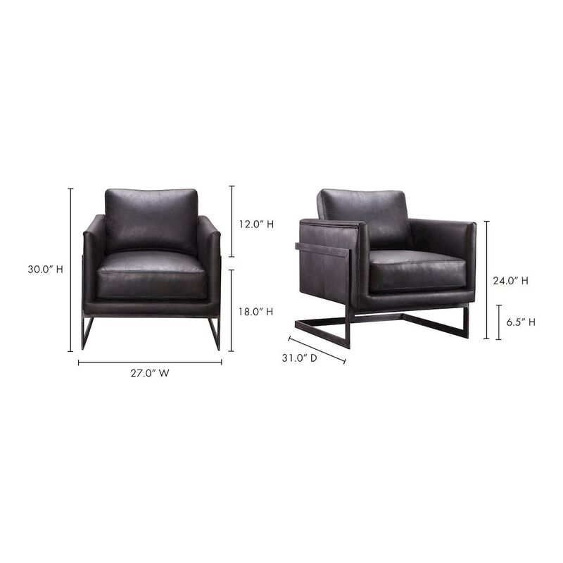 Starlight Canyon Home Modern Armchair with Black Leather Seat and Sturdy Metal Frame image number 3