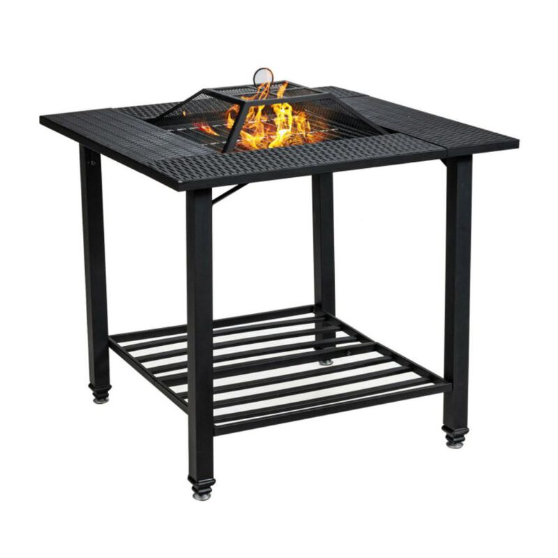 Hivvago Outdoor Fire Pit Dining Table with Cooking BBQ Grate