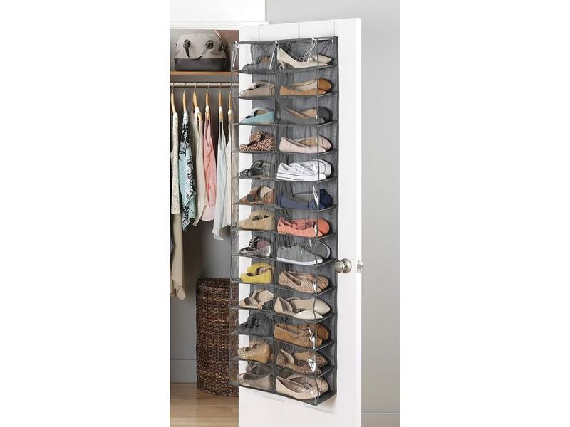 Over Door Shoe Rack Gray Shelves 26 Sections Crosshatch image number 1