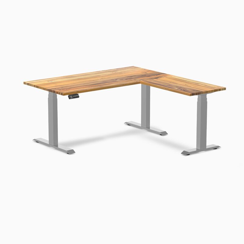 Desky Hardwood L-Shape Sit Stand Desk image number 0