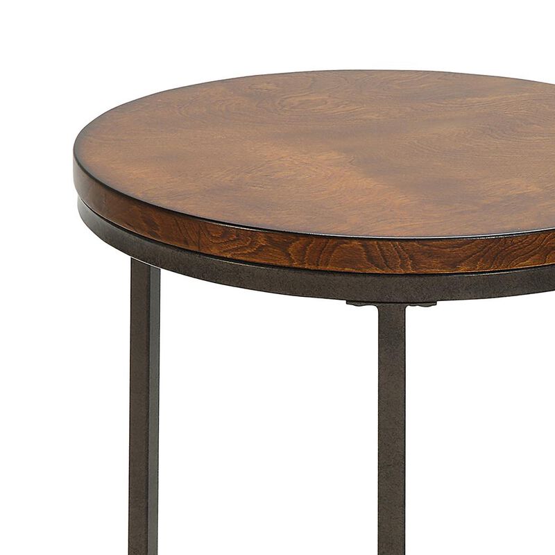 Carolina Living Orson 18 Round Top Accent Table - Chestnut/Industrial
