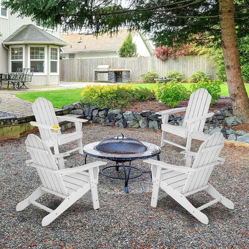 Outdoor Adirondack Chair with Built-in Cup Holder for Backyard Porch image number 2