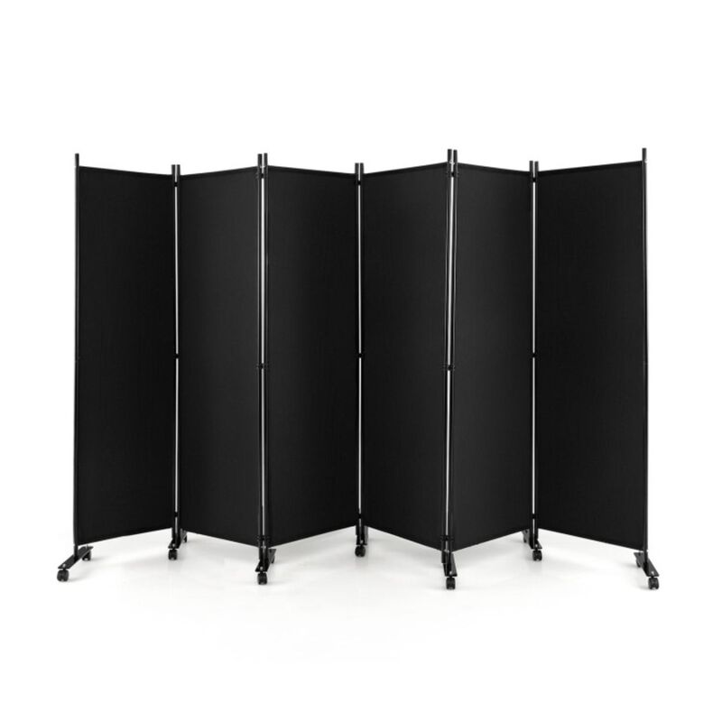 Hivvago 6 Panel 5.7 Feet Tall Rolling Room Divider on Wheels