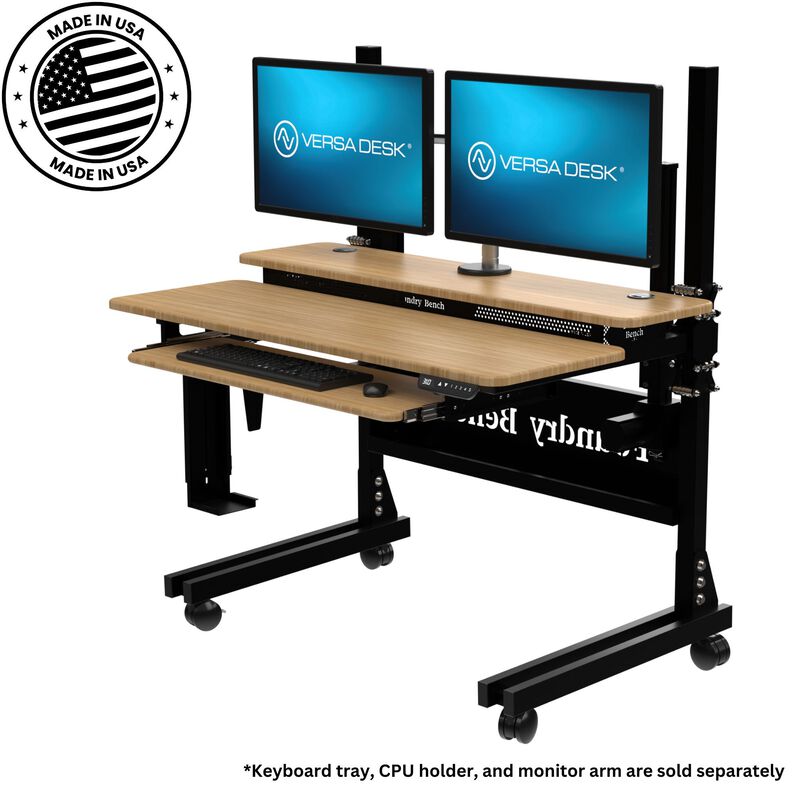 VersaDesk&reg; Foundry Bench&reg; Electric Portable Height Adjustable Standing Desk, 48&rdquo;W, Black/Bamboo image number 2