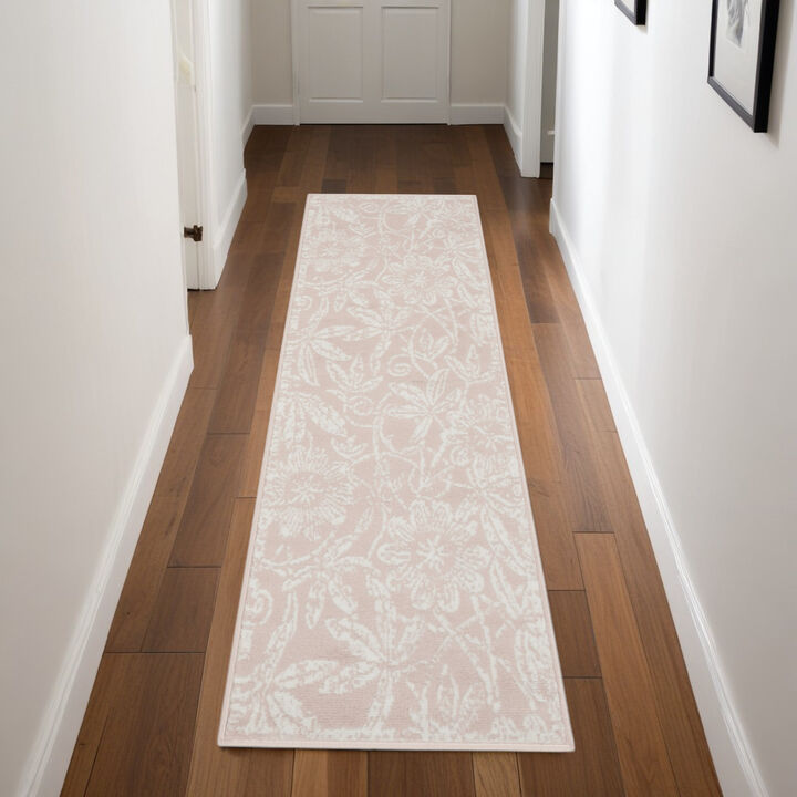 HomeRoots Tropical Floral Distressed Non Skid Runner Rug