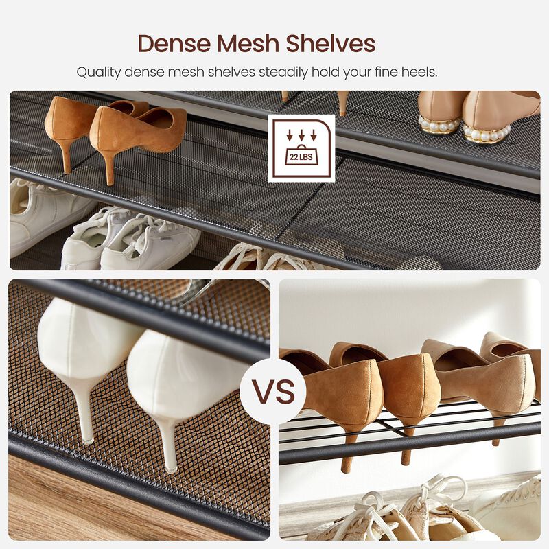 Shoe Storage Rack with 4 Mesh Shelves and Large Surface for Bags - Entryway Organizer