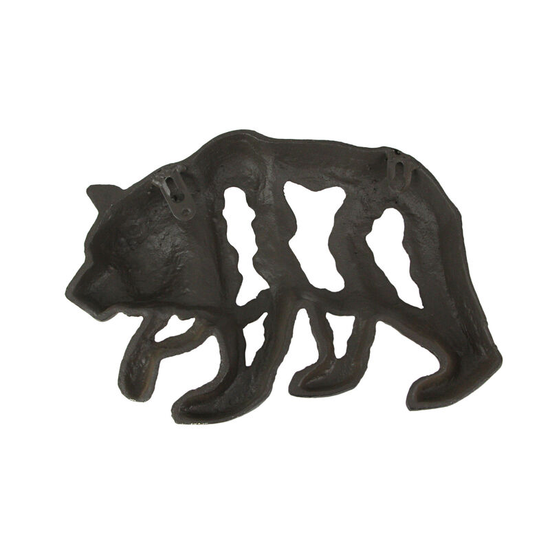 Cast Iron Bear Wall Mounted Sculpture Cabin Home Art Hanging Plaque Lodge Decor image number 2