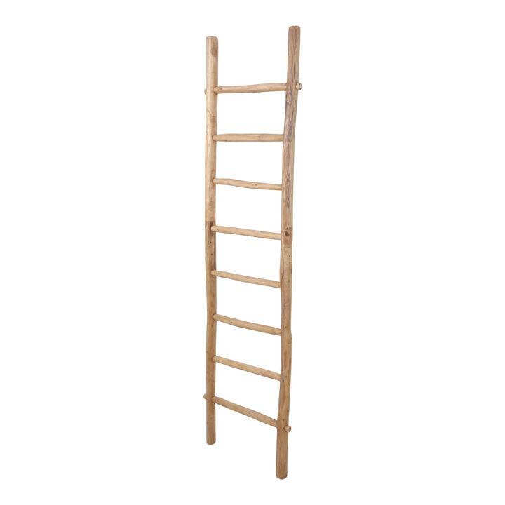 76x19" Teakwood Decorative Ladder, Natural