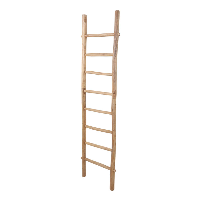 76x19" Teakwood Decorative Ladder, Natural image number 1