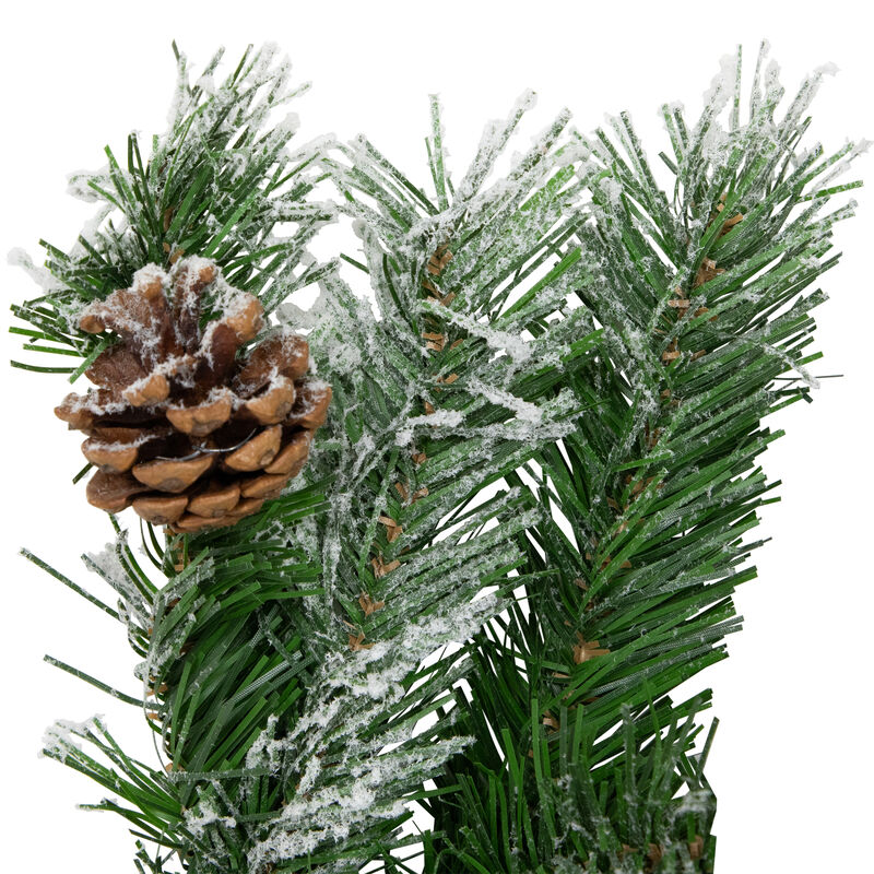 22" Snowy Flocked Angel Pine with Pine Cones Christmas Teardrop Swag - Unlit image number 5