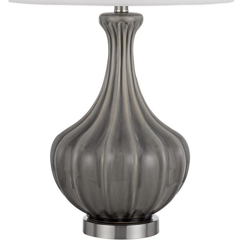29 Inch Accent Table Lamp Set of 2, Elegant Tapered Glass Base, Slate Gray-Benzara